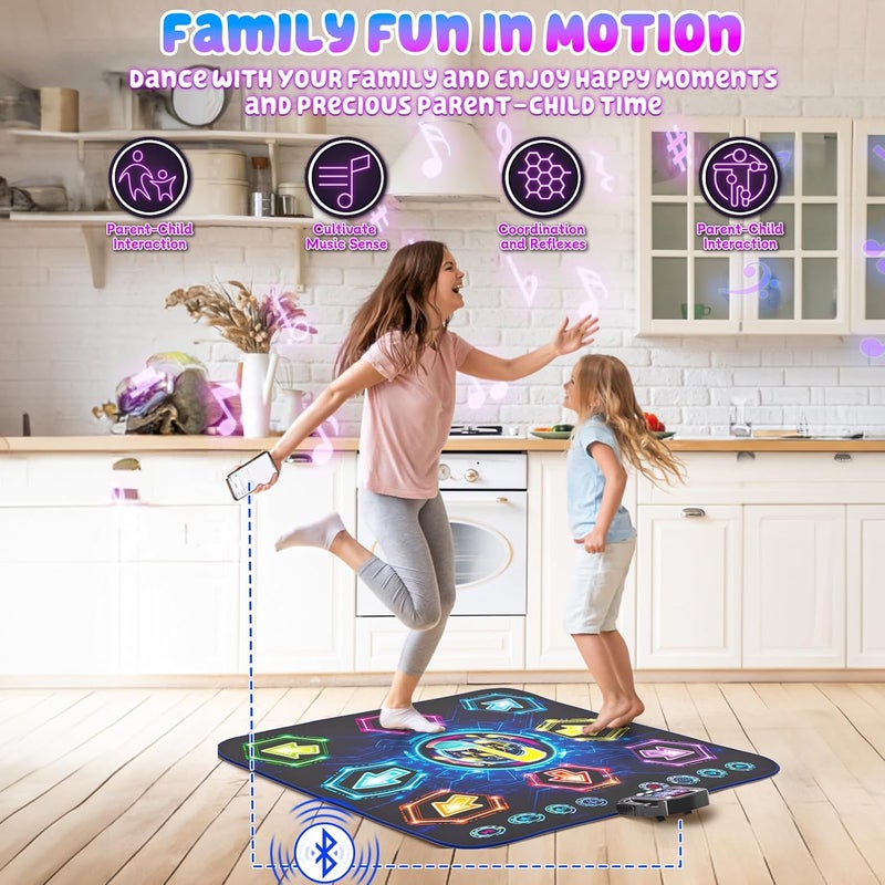 Surelect Store Dance Mat, 2025 Light Up 8-Button Dance Pad with Wireless Bluetooth, Upgraded Flowing Light Control System with Stands, Kids Toys Music Games Birthday for 3-12 Year Old Boys Girls - Image 4